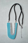 Long blue statement necklace