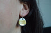 Grass green sgraffito dangle earrings