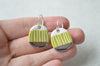 Small green sgraffito dangle earrings