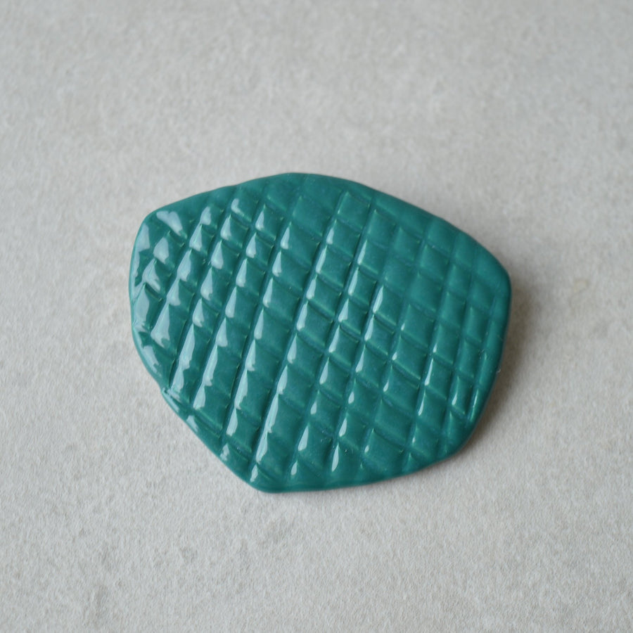Teal blue textured brooch I