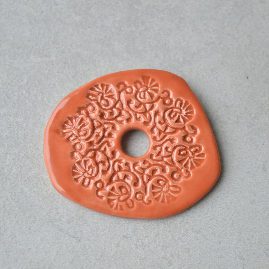 Orange textured brooch II