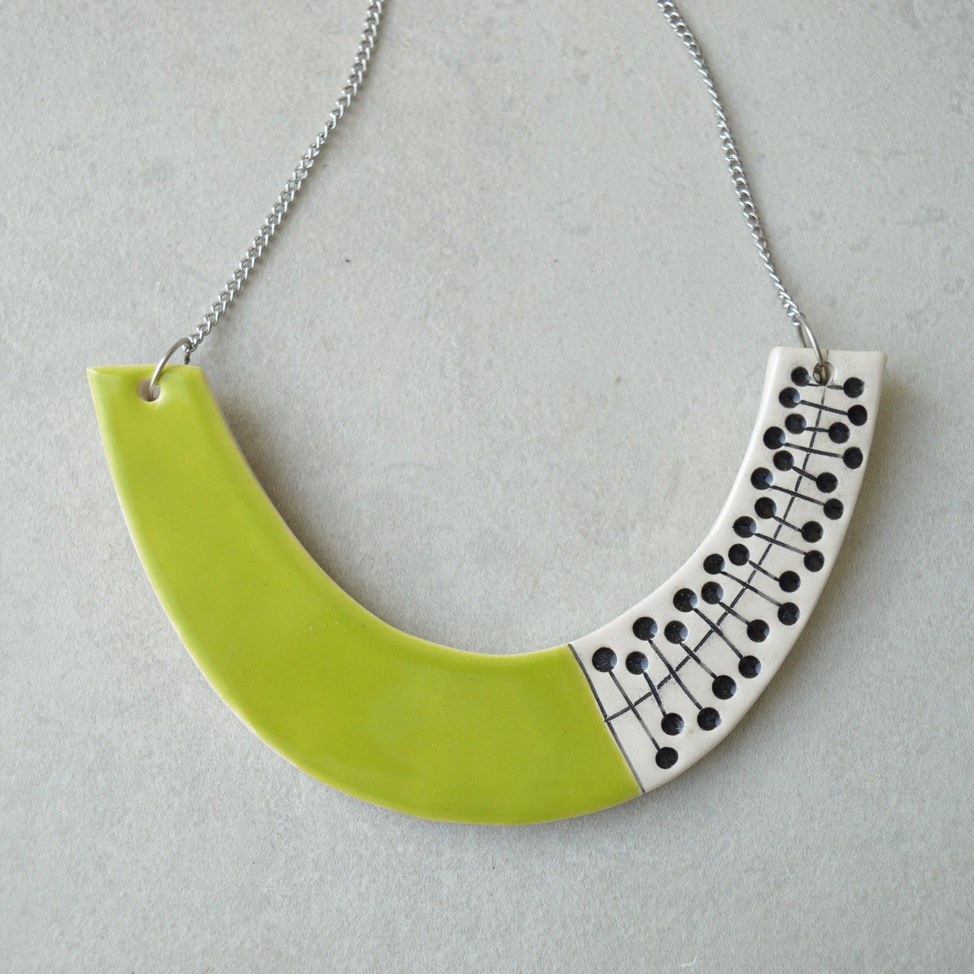 lime green ceramic necklace