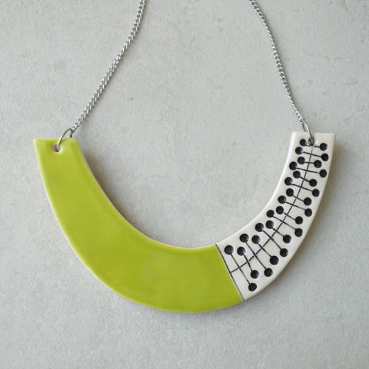 lime green ceramic necklace