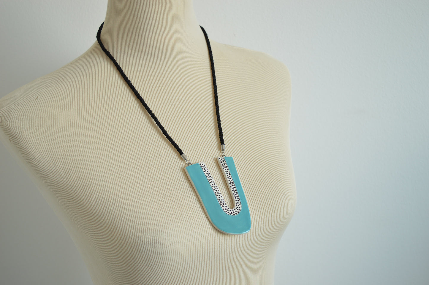 Long blue statement necklace