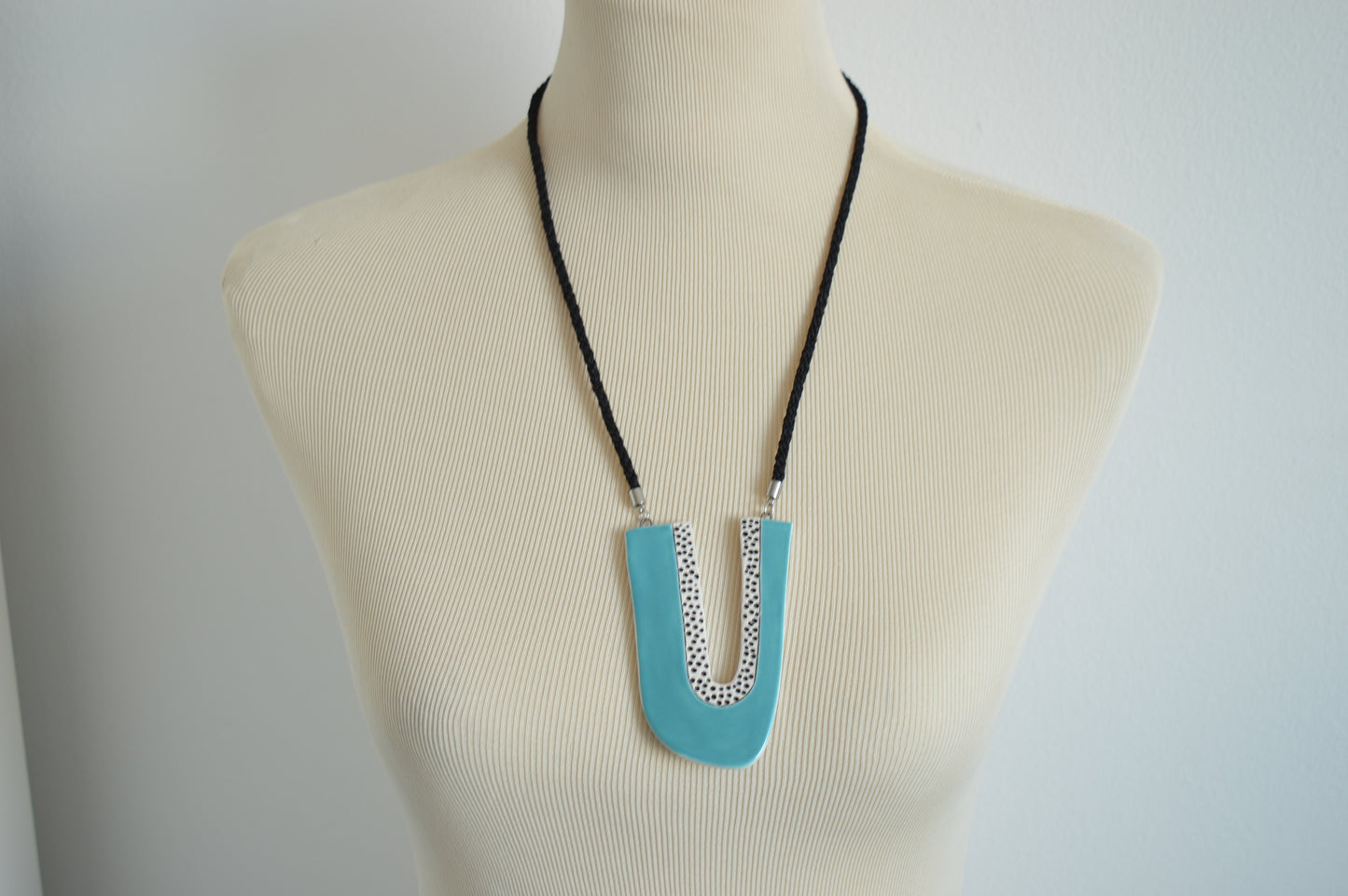Long blue statement necklace