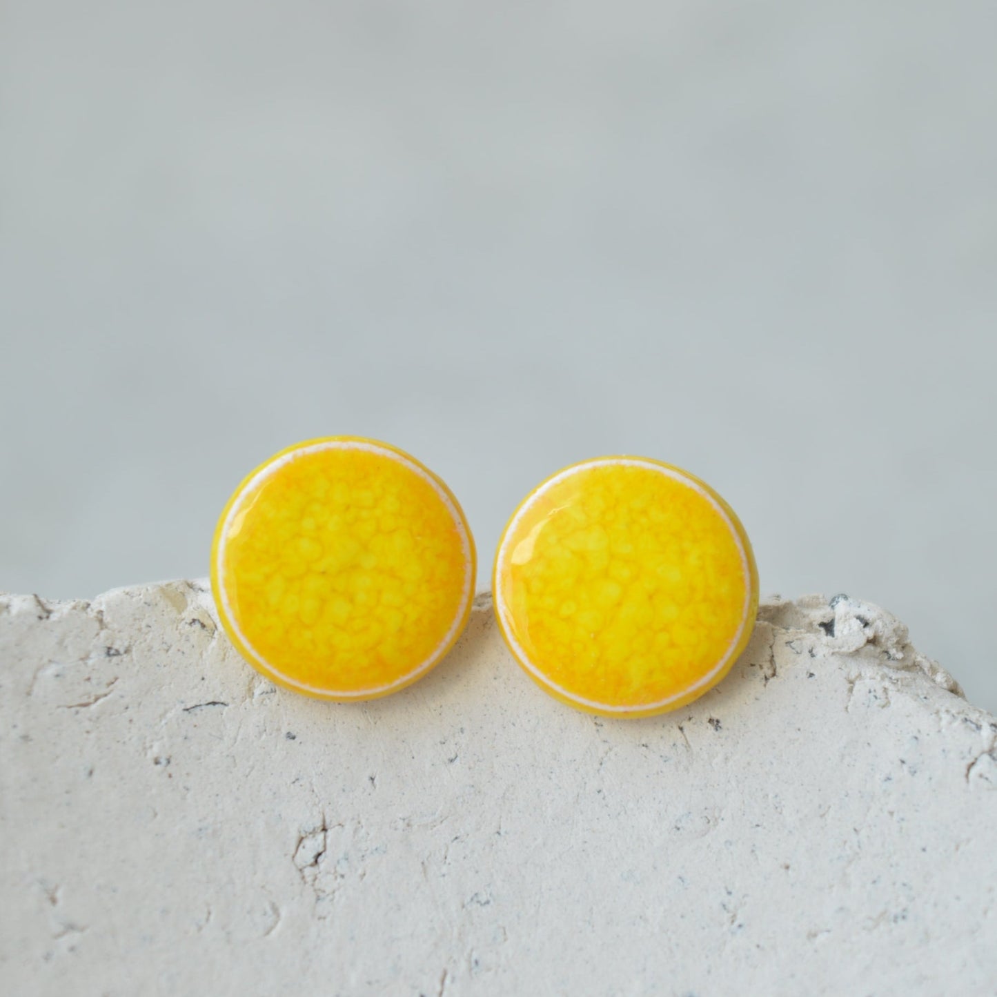lemon yellow stud earrings
