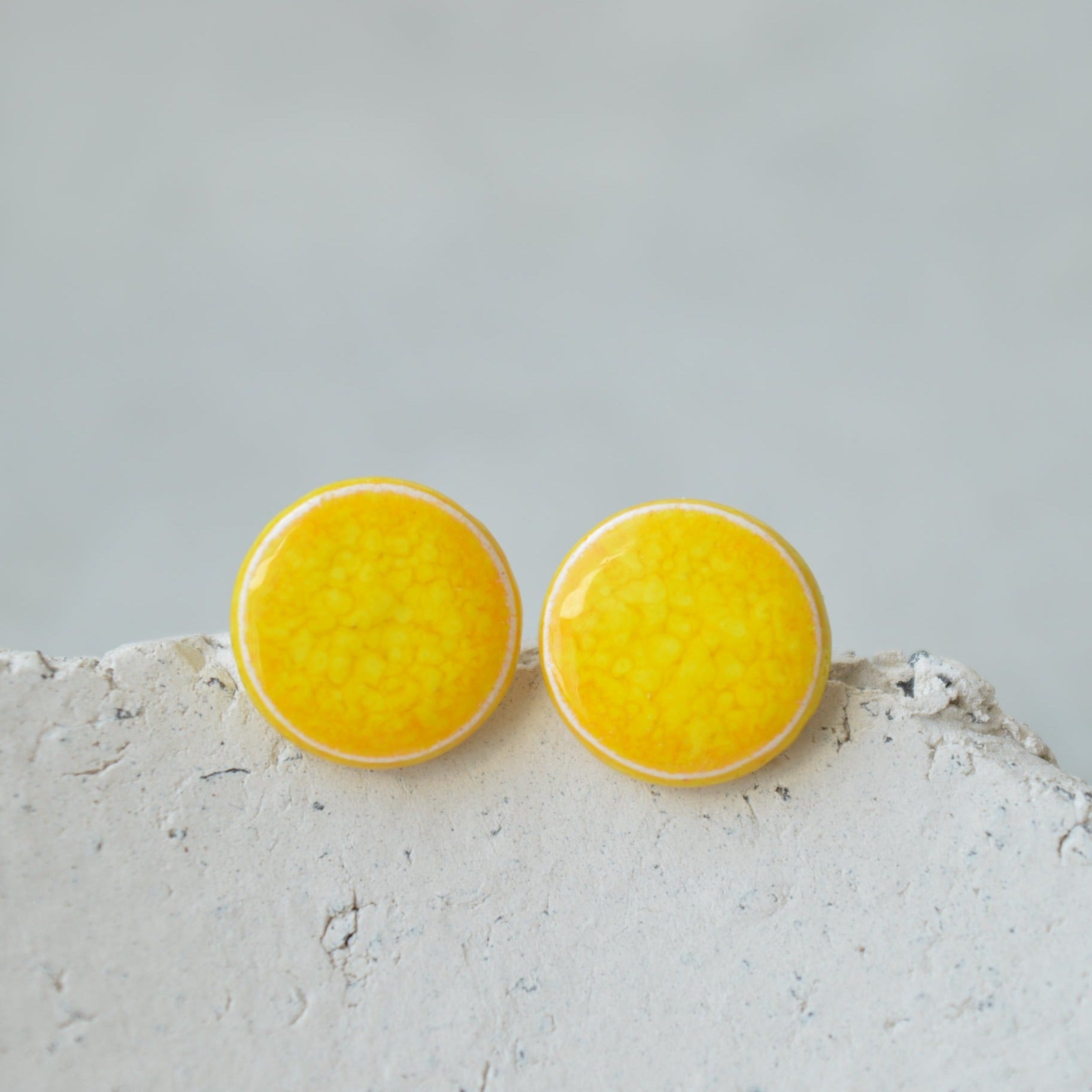 lemon yellow stud earrings