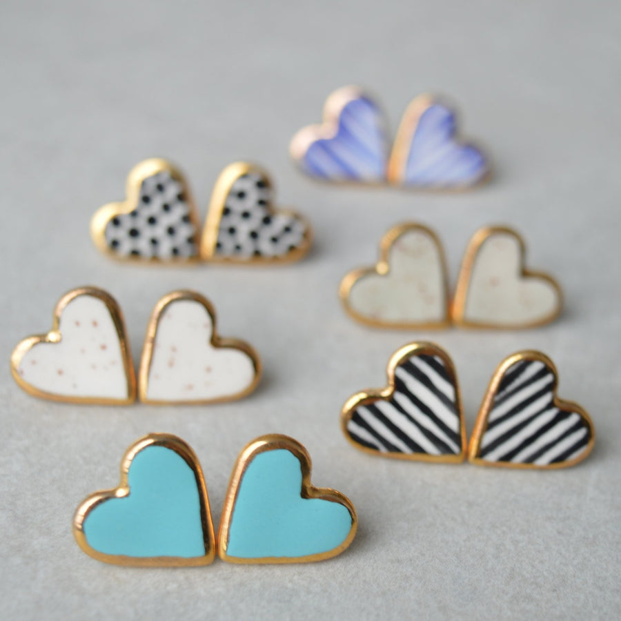 ceramic heart stud earrings