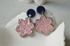 Lacy floral earrings pink/blue