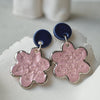pink floral ceramic earrings
