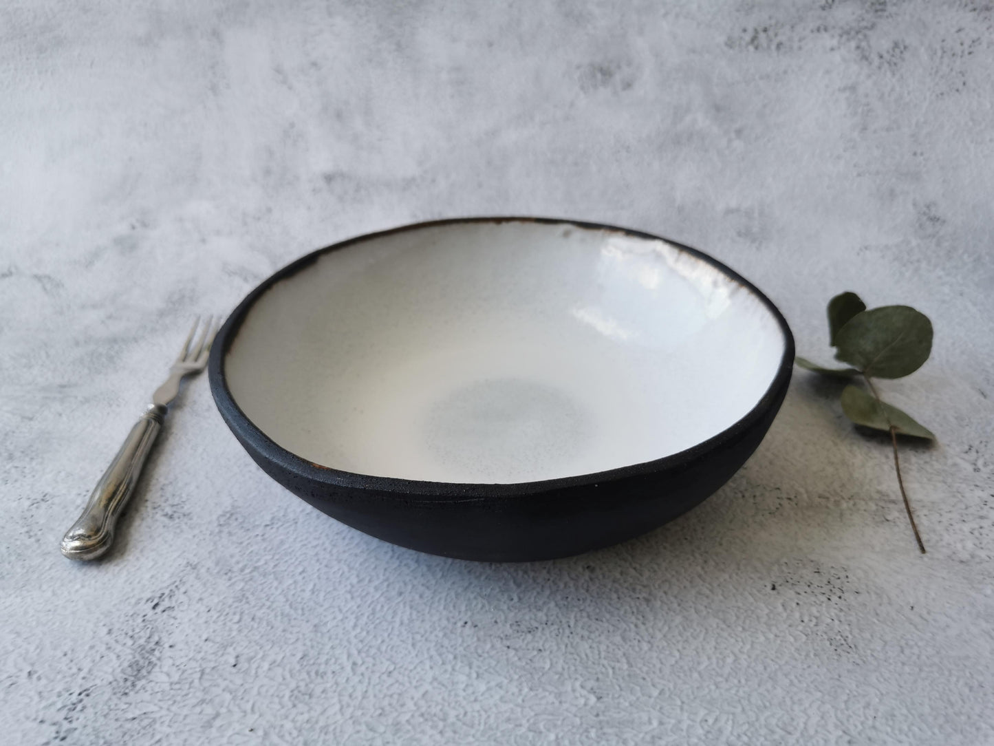 Pasta bowl (white on black clay)