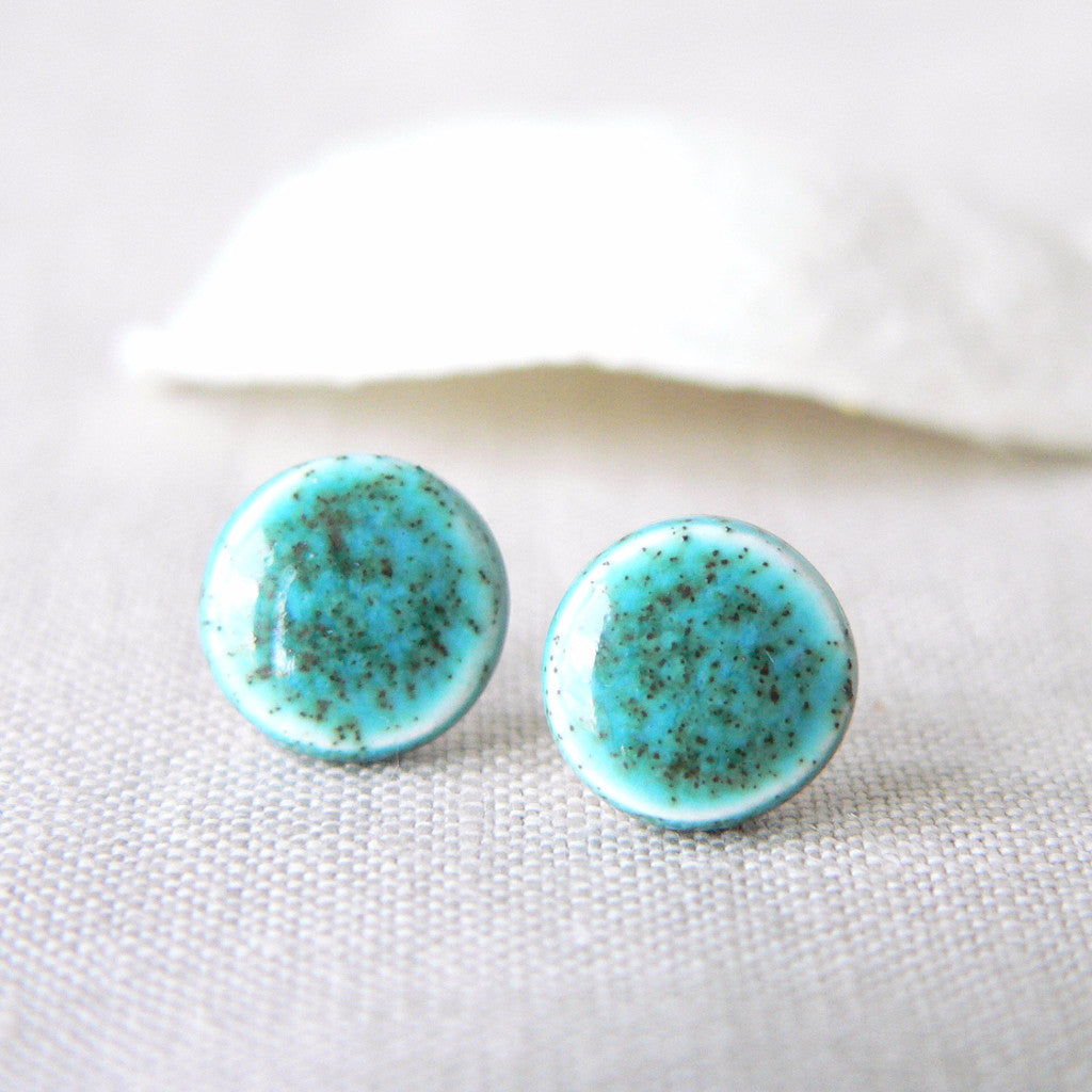 turquoise ceramic minimalist stud earrings